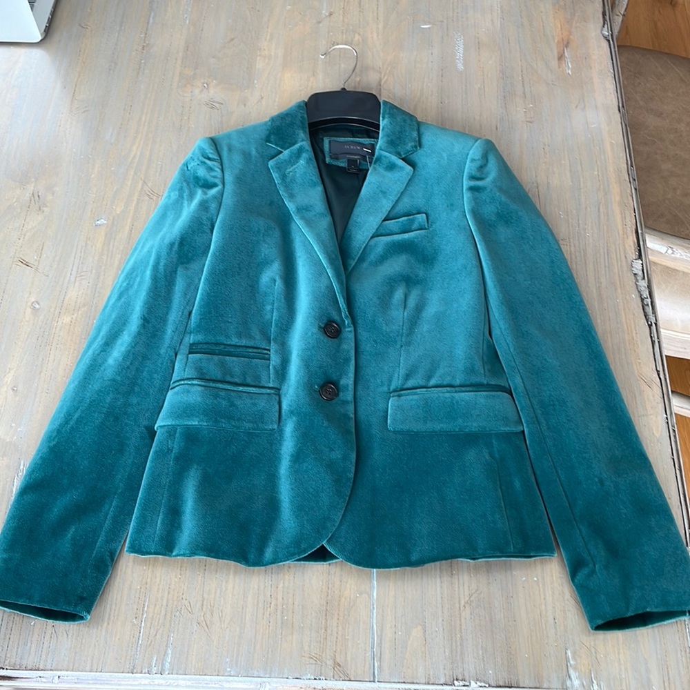 NWT JCREW GREEN VELVET SCHOOLBOY BLAZER